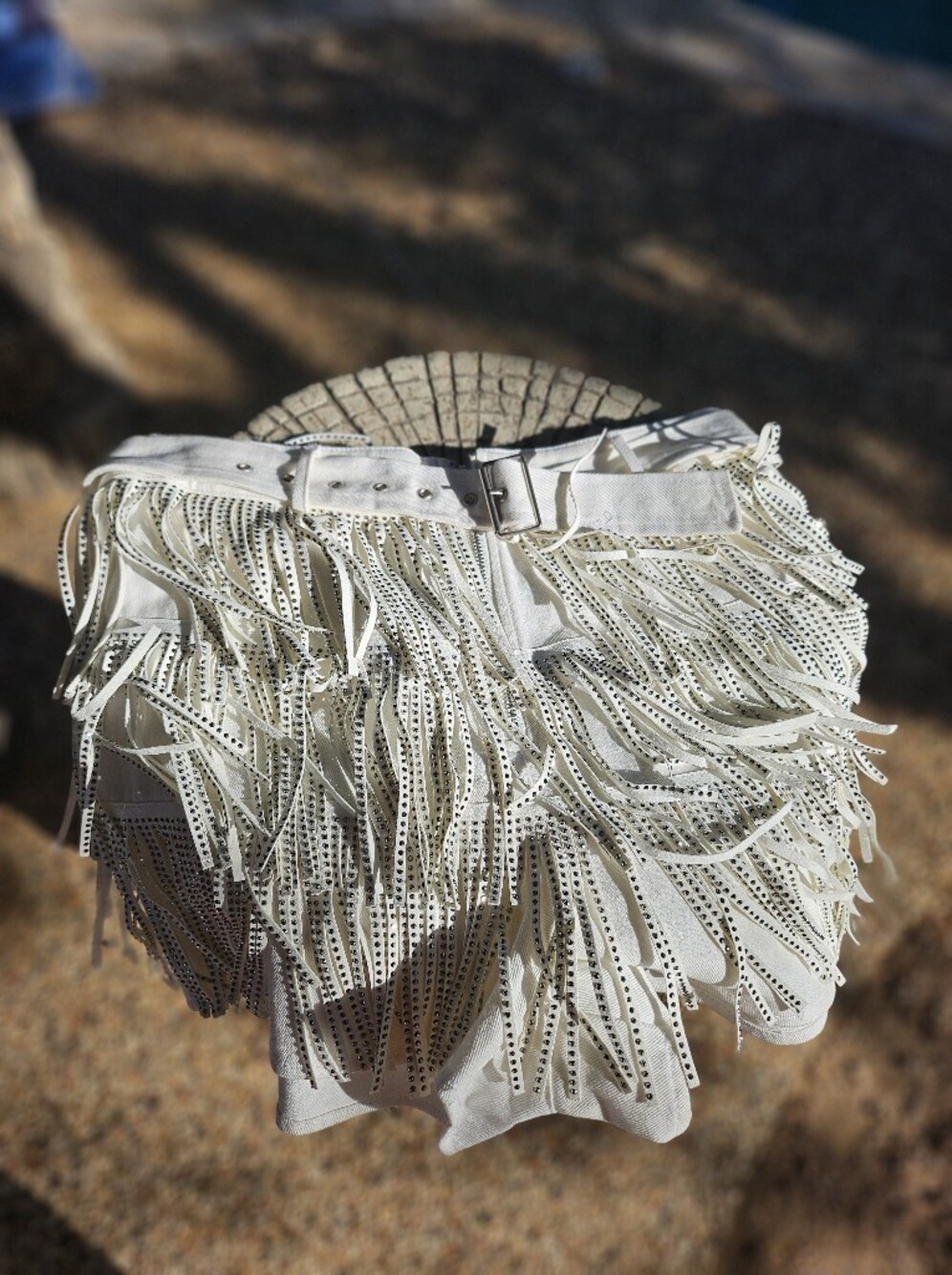 New W Tag Le Lis Apricot Lane White Glitter Fringed Skort Skirt M